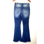 Kancan Sian High Rise Medium Wash Stretchy Button Zip Fringed Flare Jeans 9/28 Blue Photo 2