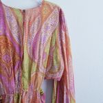 ZARA Bohemian Long Sleeve Open Side Paisley Mini Dress Photo 8