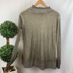 POL  Tan Ribbed Long sleeve Ruffle Trim Tee T Shirt M Photo 1