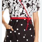 Disney Black and White Scrub Blouse with Tie Front size M Photo 5