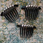 Vintage set made in Italy black silver plastic hair combs Photo 0