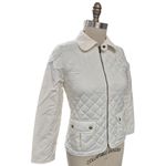 Ralph Lauren Polo Polyester Quilted Jacket Corduroy Collar Winter White Sz L Photo 1