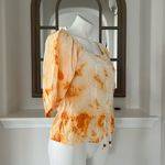 Broadway38 Peplum Top Cotton Perforated Tie Dye Square Neck Size S NWT Photo 1