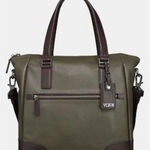 Tumi Beacon Hill Leather Laptop $495 Tote Bag Green Brown Unisex Photo 0