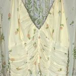 Free People  Final Rose Yellow Floral Ruched Top Large Photo 3