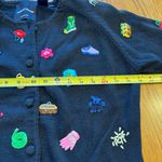 VTG Y2K 2000 Michael‎ Simon Black Cardigan Sweater Gardening Theme Sz Small S Photo 8