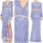 Mac Duggal 5745 Womens Sequined Faux Wrap Cut Out Puff Sleeve Gown Dress Photo 1