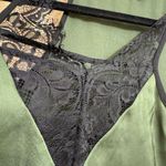 EXPRESS Olive Green Satin Black Lace Tank Top Camisole Small Photo 6