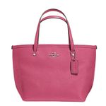 Coach  Leather Crossgrain Mini Street Tote in Silver Sunset Red (Pink) Photo 15