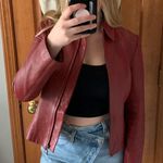 Mango Red Leather Jacket Photo 0