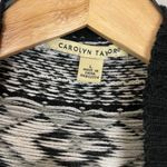 Carolyn Taylor  Cardigan Sweater Open Front Waterfall Black‎ White Women Sz Large Photo 2