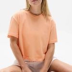 Athleta  L True Cotton Crop Tee Papaya Orange Large Regular Photo 0