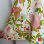 Kate Hill Pink & Green Floral Garden Cotton A-Line Flare Midi Skirt Size 4 S Photo 5