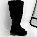 Moschino  Cheap and Chic Knee High Boots Suede Faux Fur Lined Heeled Brown 7 Photo 1