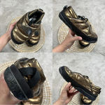 The North Face Women’s Nuptse Mule Slippers 75% Goose Down Gold Black Size 6 Photo 10