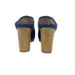 Veronica Beard  Dacey Denim Clogs Heels Studded Buckle Wood Blue Size 6‎ Photo 9