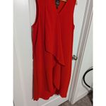 Adrianna Papell Sleeveless Asymmetrical Front Drape Crepe Shift Dress Orange Photo 3