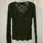 Lumiere Green Crochet Knit Sheer Scoop Neck Long Sleeve Sweater Top S Photo 0