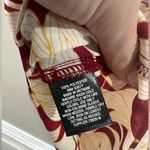 Worthington  Maroon and Cream Leaf Print Cold Shoulder Blouse Photo 4