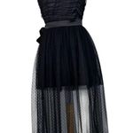 Forever 21 Black Bustier Mesh Midi Party Dress Collection Formal Satin Bow Prom Goth Size L Photo 3