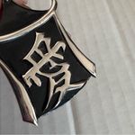 Trifari Ming Series Pagoda Symbol Black Pendant Enameled Signed Vintage LOVE Photo 5