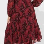 Torrid clip dot Black red Paisley sheer Long Sleeve Dress below knee length 0 Photo 1