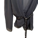 Sandra Darren Sheer Tie Waist Top Blouse Black Size 10 Photo 1