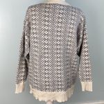 Vintage Fair Isle Sweater 100% Cotton Pullover Crewneck Size Large Gray White Photo 6