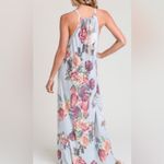 JODIFL  Blooming Halter Floral Strapless Floor Length Dress Large Green Pink Photo 1