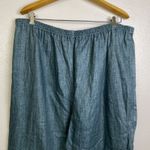 Eskandar Linen Pants Size 3 Blue Pull On Wide Leg Relaxed Elastic Button Cuff Photo 2