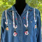 Casey & Max Women's Vintage Christmas Holiday Layered Shirt Size L Blue Size L Photo 4