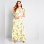 Modcloth  You're Flowing Places Maxi Dress Light Yellow Floral Critters 8 NWT Photo 2