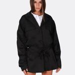 OW Collection Vegas Satin Jacket Black Womens Size Small Photo 2