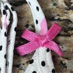 Betsey Johnson Vintage Y2K Polka Dot Babydoll Top Pink White Lace Trim Bow Photo 7