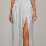 Lovers + Friends  Emmy Metallic Plisse Gown, Silver, Medium Photo 0