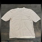 ZARA  Striped T-Shirt in Cream and Brown small Photo 2