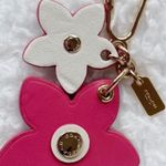 Coach Tea Rose smooth Leather Keychain /Bag Charm Fab Photo 0