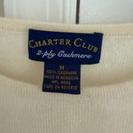 Charter Club  Luxury 100% Cashmere Women Cream Crewneck Sweater Size M Preppy Photo 3
