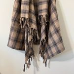 Entro Brown Plaid Fringe Sleeveless Drapey Open Front Wool Blend Vest Size M Photo 3