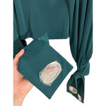 SELF PORTRAIT Ladies Dark Green Tie sleeve Jersey Top Size 2 Photo 6