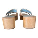 FRANCES VALENTINE Leather Sandals Clogs Wooden Soles Platform Slides Italy 9 EUC Blue Photo 6