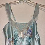 Vintage Lace Slip Dress Pastel Blue Floral Print Photo 2