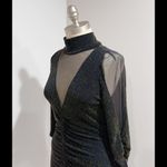 Venus  Women's Shimmer Black /Gold Long Sleeve Ruched Party Cocktail Dress Size M Photo 5