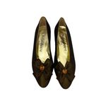 Saint Laurent YSL Vintage Shoes Yves  Kitten Heel Pumps Brown Bronze Satin 6.5 Photo 1