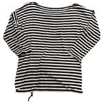 Michael Kors Top Womens XL Black White Stripe Nautical Preppy Long Sleeve Ruched Photo 1