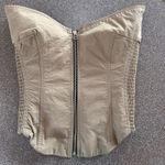 ZARA Woman’s Bustier Corset Top. Tan Khaki Strapless Zip Front Photo 2