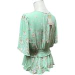 Lily White  V-Neck Flowy Top Floral Green Pink XL Photo 3
