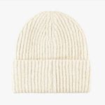 Favorite Daughter Logo Patch Rib Beanie Hat Ivory 1 Size Photo 4