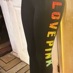 PINK - Victoria's Secret Victoria's Secret Pink Bling Ombre Rainbow Sequin Cotton Black Yoga Leggings Photo 6