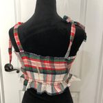 Aerie  Women's Plaid Sleeveless Crop Top With Shoulder‎ Ties & Ruffle Hem Size M Photo 5